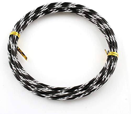 Perlin Aludraht 2mm Schwarz Diamant Effekt, 5 Meter Aluminiumdraht, Perlendraht, Schmuckdraht, Lackdraht, Meterware C75