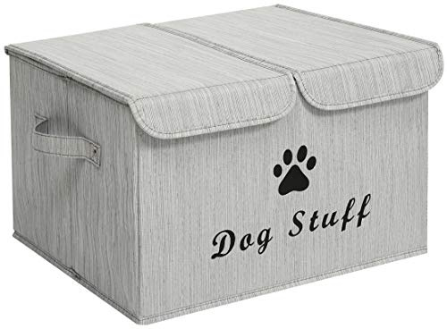 Morezi Dog toy box with lid storage organizer perfect basket for toys living room, playroom, closet, home organization and storage - Bamboo Gray