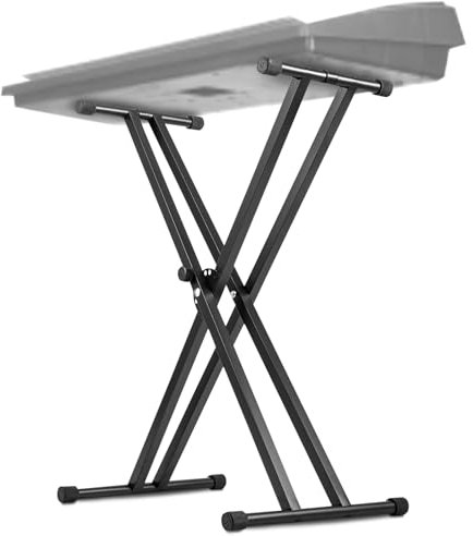 Trintion Keyboardständer Doppelstrebig Keyboard Ständer verstellbar 61 cm bis 98 cm Klappbar Zerlegbar Stabil mit Sicherungslaschen