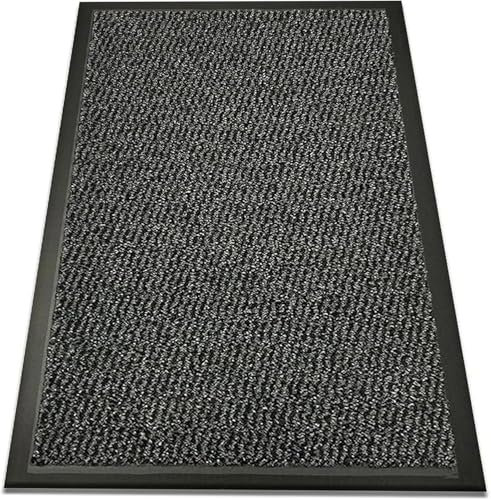 SAFRI Large/Small Grey Barrier Mat Heavy Duty Indoor Outdoor Dirt Trapper Door Mat Non-Slip Entrance Rug Shoes Scraper Absorbent Carpet (40cm_x_60cm)
