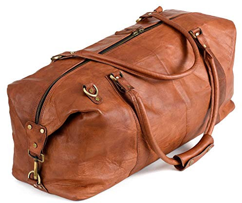 Berliner Bags Vintage Reisetasche München, wasserdichter Weekender aus Leder, Duffel Bag, Sporttasche, groß für Herren und Damen – Braun