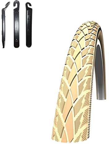 1 x Schwalbe Road Cruiser Creme Reflex Fahrradreifen Decke 42-622 (28 x 1.60) inkl. 3 Reifenheber