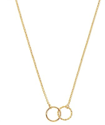 SINGULARU - Collar Circles Twist. Colgante con Aros en Latón con Acabado en Baño de Oro de 18 Kt. Cadena de Talla Única. Joyas para Mujer