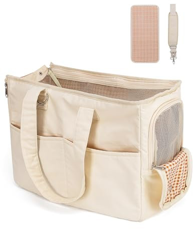 GreenTaya Hundetragetasche Transporttasche Hund Tragetasche Katze Hund Katzentransporttasche Hundetasche für Kleine Hunde Reisetasche Katzentasche mit 5 Großen Taschen(Weiß)