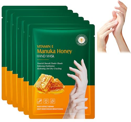 Maschera Peeling Mani 6 Pezzi, Guanti Idratanti per Mani Secche, Rimuove Pelle Morta E Ruvida, Ripara E Rigenera La Pelle Con Vitamine Ed Estratti Naturali per Mano Secche, Invecchiate E Screpolate