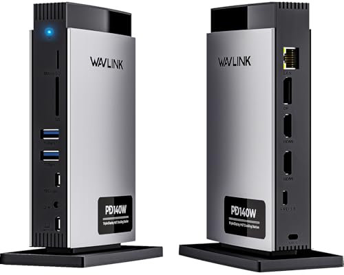 WAVLINK Laptop Docking Station Triple Display (Single 8K@30Hz/4K@144Hz), USB C Dock 125W PD3.1 Pass-Through, 2*HDMI, DP, Ethernet, SD/TF, for Windows, Macbook M1/M2/M3/M4