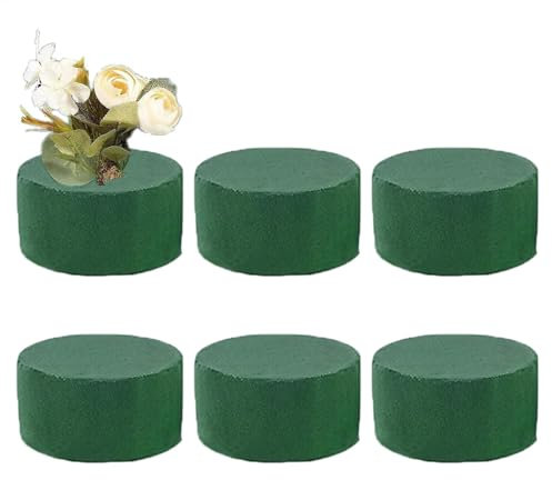 6 bloques de espuma floral, espuma floral para plantas artificiales, espuma verde húmeda y seca, bloques de espuma redondos para exhibición de flores para el hogar, boda, hotel
