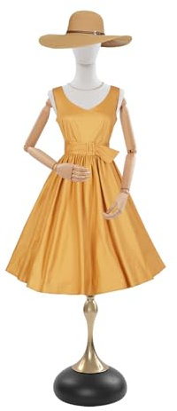 Maniquí de sastre, altura ajustable, 140-200 cm, busto de sastre, para mujer, maniquí, soporte de exposición, maniquí con brazos (negro, dorado y madera, 140-200 cm)