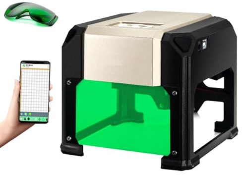 Incisore laser con controllo tramite APP per computer/telefono cellulare, kit per macchina per incisione laser portatile per legno/plastica, taglierina laser (area di lavoro 3,15×3,15 pollici)