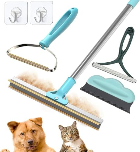 Pet Hair Remover for Carpet, 6Pcs Carpet Brush for Pet Hair Carpet Rake Hair Remover Tool Adjustable Long Handle Carpet Lint Scraper for Couch Rug, Dog Cat Hair Removal Brush Tool for Rugs Mats Couch