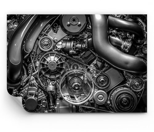 ARTTOR Papel pintado autoadhesivo Deluxe - Motor Mecánico Metal - 350x256 cm - Fotomurales XXL Moderna Decorativos Murales Papel tapiz fotográfico Dormitorio Para la sala - WF4AA350x256-5235
