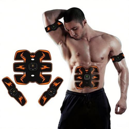 MEIION PowerFit – Pack d'électrostimulation pour Abdos, Bras et Jambes Stimulateur Musculaire Électrique, Ceinture EMS Portable pour Entraînement Abdominal, Modes Multiples et Intensité Réglable