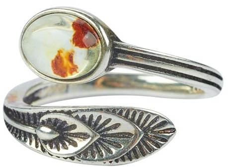 ELEGAMBER Authentic natural Baltic amber S925 sterling silver inlaid with adjustable one size fits all ring, women's jewelry gift, packaged in solid wood gift box (feather-cognac)