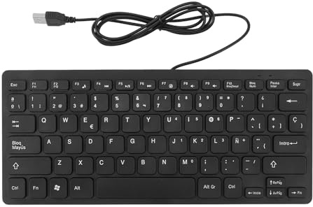 Denash 78 Tangenter Tvåspråkigt Språktangentbord, Ultratunt USB-trådt Tangentbord med Saxbrytarteknik och Stänksäker Design, för Engelska Tvåspråkiga Användare på Kontoret eller Hemma (Spanska