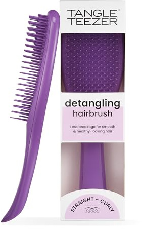 Tangle Teezer The Ultimate Detangler Straight to Curly Hairbrush | Detangling Brush | Two-Tiered Teeth Reduce Breakage & Eliminate Knots| Wet & Dry Hair | Fresh Purple