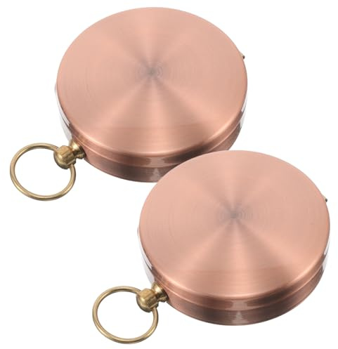 YARNOW Brújula Vintage de Metal Cobre con Tapa Abatible, Reloj de Bolsillo para Navegación al Aire Libre, Equipo Portátil Doble Función para Senderismo y Camping, Pack 2 Piezas
