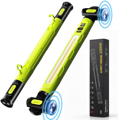 BSEED Magnetische Arbeitsleuchte, 3000 LM, helle LED-Arbeitsleuchte mit Magnet＆Haken, 5200mAh USB-C Schnellladung, Wasserdicht Arbeitsleuchte für Autoreparatur/Inspektion/Garage/Werkstatt– Grün