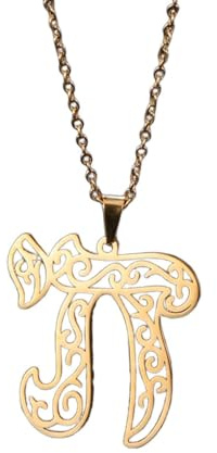 Chai Amuleto Donne Uomini Collana con Ciondolo Placcato Oro Gioielli Kabbalah Ebraica Giudaica della Carità Fortuna
