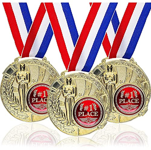 Medallas 1st Place, 6 medallas Doradas de Premio con Cintas, aptas para Varios Eventos