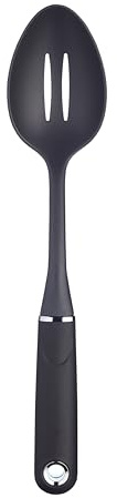 MasterClass Slotted Spoon with Soft Grip Handle, Non Stick Safe Nylon, 34 cm