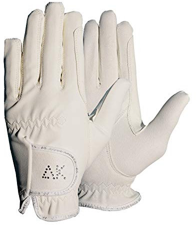 AK Horse Riding Gloves Reithandschuhe für Damen, Herren und Kinder mit Steinen AKRS-6710 (Weiß, 3XS)