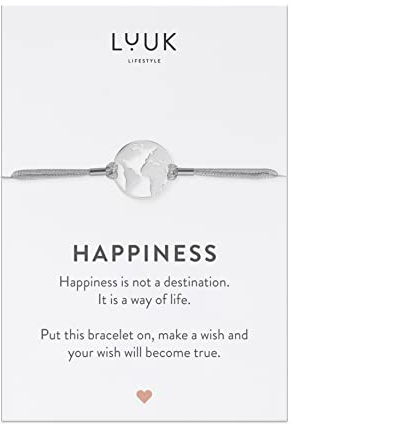 LUUK LIFESTYLE Bracciali in filigrana con diversi ciondoli e dedica HAPPINESS, portafortuna, braccialetti dell'amicizia, regalo personale, lunghezza regolabile, oro