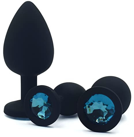 28mm + 34mm + 40mm Silikon Analplugs Set Butt plug Silikon Anal Dildo Sexspielzeug Set für Anfänger Erfahrene Männer Frauen 3 Stück Set (Hellblau, S+M+L)