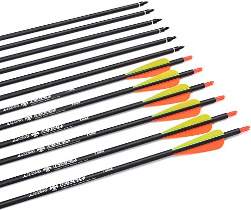 Pfeile 28 30 31 Zoll Carbonpfeile Bogenpfeile Jagdpfeile für Recurvebogen, Langbogen und traditionellen Bogen Zielübung Outdoor Jagd Schießen