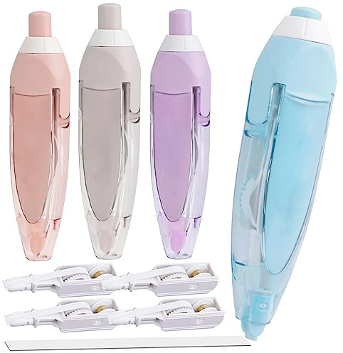 QZDAFFIC 4 Piezas Cinta Correctora Retráctil con 4 Cintas de Repuesto, 6m x 5mm Corrector Bolis para Oficina Escuela