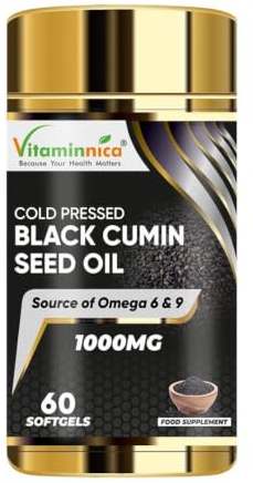 Vitaminnica Black Seed Oil 1000mg with Omega 6 & 9 | 60 Softgels | Immune, Digestive, Skin & Wellness Support