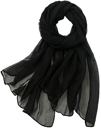 Herren Schals Frauen-Sommer-beiläufiger bunter mehrfarbiger Normallack-Chiffon- dünner regelmäßiger Seiden-Schal-Sonnenschutz-Schal Grobstrick Schal (Black, One Size)