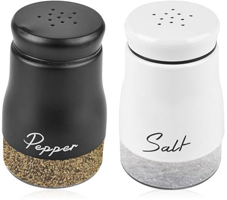 BYZESTY Saliera e pepiera in acciaio inox, 120 ml, sale e pepe in acciaio inox, set di sale e pepe in acciaio inossidabile, per casa, cucina, spezie da campeggio, colore: nero e bianco