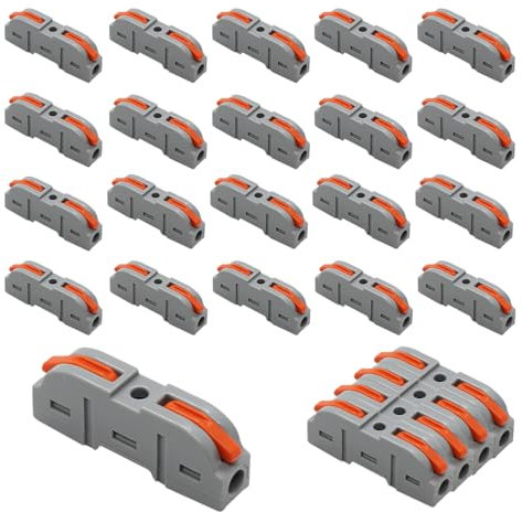 PEXIVOZ 25 Pièces Connecteurs de fil compacts，Connecteurs Electriques Rapide avec Levier, Bornes de Connexion Automatique, blocs de connecteurs électriques，Peut être Librement Combiné