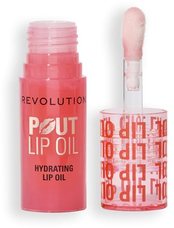 Revolution, Huile à Lèvres Pout - Huile Nourrissante Lèvres Teintée pour une Brillance Éclatante et un Fini Non Collant, Végan & Sans Cruauté, Pêche Juteuse, 4 ml