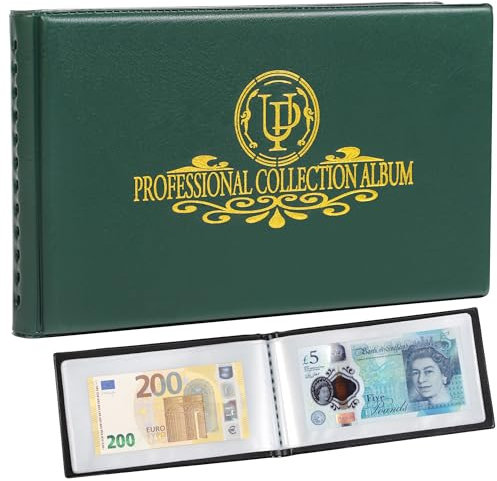 Album da collezione di banconote e valute con 40 tasche - 20 fogli trasparenti porta banconote da un dollaro, libri di conservazione del denaro mondiale, forniture per la raccolta AN04GR