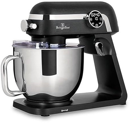 Berlinger Haus Robot da cucina 1800 W | Matte Black Collection con ciotola in acciaio inox da 7 l, funzionamento touch e funzione di rotazione planetaria