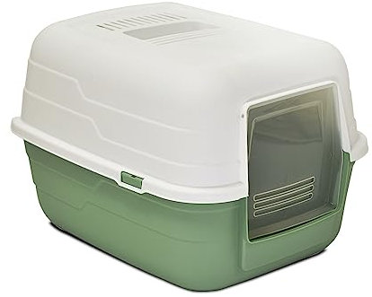 Acomoda Textil – Arenero para Gatos Transpirable y Desmontable. Arenero Grande de Plástico Resistente con Cubierta de Tapa Abatible. Bandeja de Arena Higiénica para Mascotas -Verde-