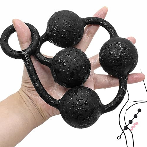 Anal Beads Butt Plug with Pull Ring Silicone Big Long Anal Ball Chain Female G-spot Anal Male Prostate Massager Adult Sex Toys (L)