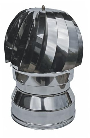 Comignolo Capello Eolico Coibentato Doppia Parete in Lana di Roccia -in Acciaio Inox AISI 304 BA SP. 5/10 – per Camini (Ø300-350 mm)