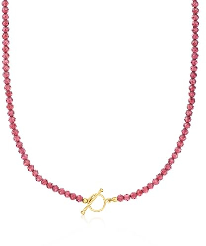 Ross-Simons 75.00 ct. t.w. Garnet Bead Toggle Necklace in 18kt Gold Over Sterling. 20 inches