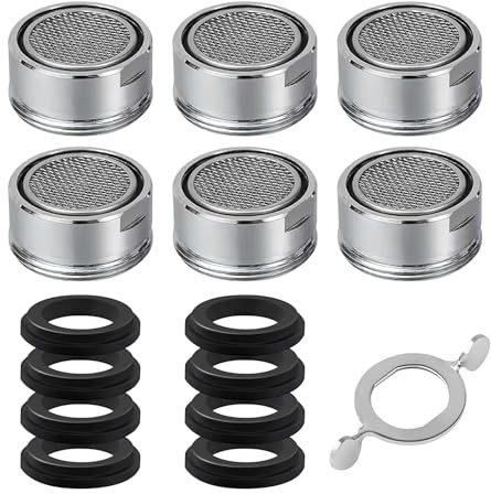ONGNIUU 6 Pezzi Aeratore Rubinetto, Filtro per Rubinetto Cucina, M24 Rompigetto per Rubinetti, per Rubinetteria da Cucina e da Bagno, incluse 8 Guarnizioni e 1 Chiave Cromata