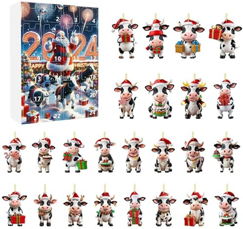 Calendario 'Avvento ornamentale, 24 giorni, ciondolo a forma di, calendario per conto alla rovescia di Natale, in acrilico 2D, per insegnanti, membri della comunità, familiari, collegamenti