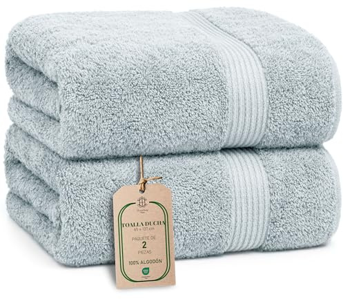 HomeBurg Luxe set med 2 badhanddukar – stora, mjuka och absorberande, hållbara, skonsamma mot huden, maskintvättbara, 65×137 cm, Isblå