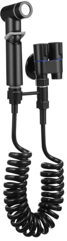 Lurrose 1 Set Adaptador en T para Bidé de Inodoro, Accesorios de Bidé para Inodoros, Abs Negro, Conmutación de Fuente de Agua de 2 Vías, para Baño