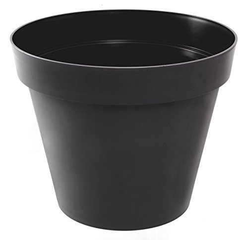 EDA - Pot de Fleur Rond Toscane Ø 40 cm - Volume 23 L - Ø 39,5 x H.31 cm - Gris Anthracite