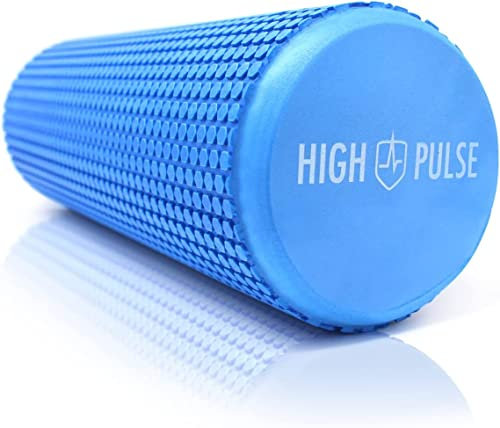 High Pulse® Faszienrolle | Pilates Rolle inkl. Fitnessband + Gratis Übungsposter – Multifunktionale Schaumstoffrolle ideal für Muskelkräftigung & Massage der Faszien (Blau | 90 x 14 cm)