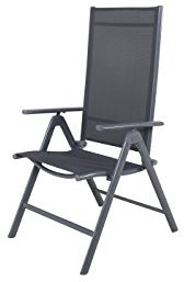 Ambientehome 50001 Aluminium Klappstuhl Klappsessel Hochlehner Campingstuhl, grau