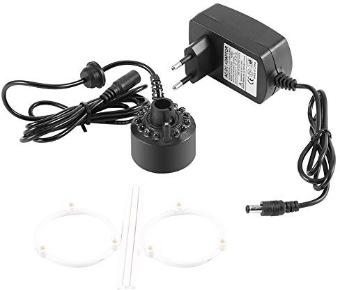 Brumisateur, 1 pièces 12LED Fontaine d'intérieur brumisateur coloré pour Bassin de Fontaine d'eau avec Adaptateur Secteur 110-240V(EU Plug 220V)