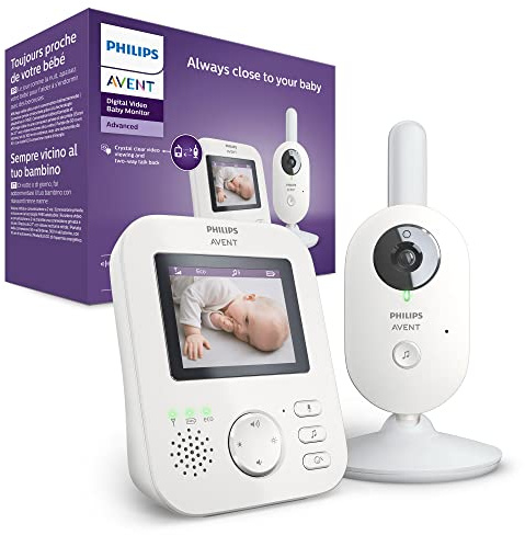 AVENT Philips Video Baby Monitor – Private and secure with A-FHSS technology, 2.7 inch color screen, Soothing lullabies & talkback (Model SCD833/05)