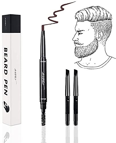 Bartfüller, Bartpflege, Bartfarbe, wasser- und schweißfest, für ein natürliches Bartfinish, mit zwei Bleistift-Ersatzspitzen (braun)